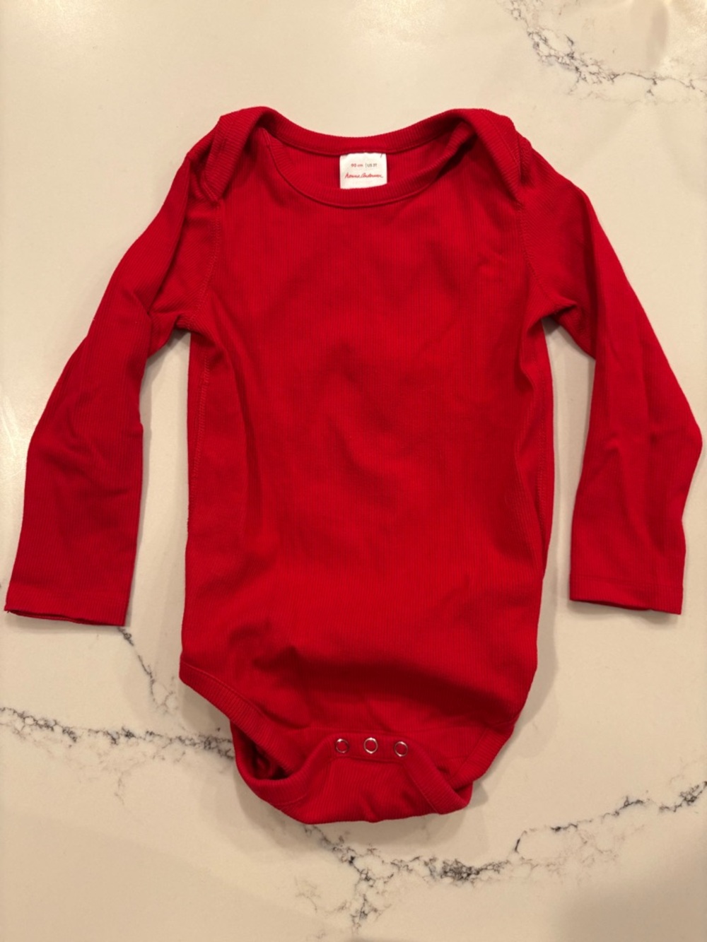 Girls 3T Hanna Andersson Red Long Sleeve Onesie One Piece Ribbed Cotton/Spandex